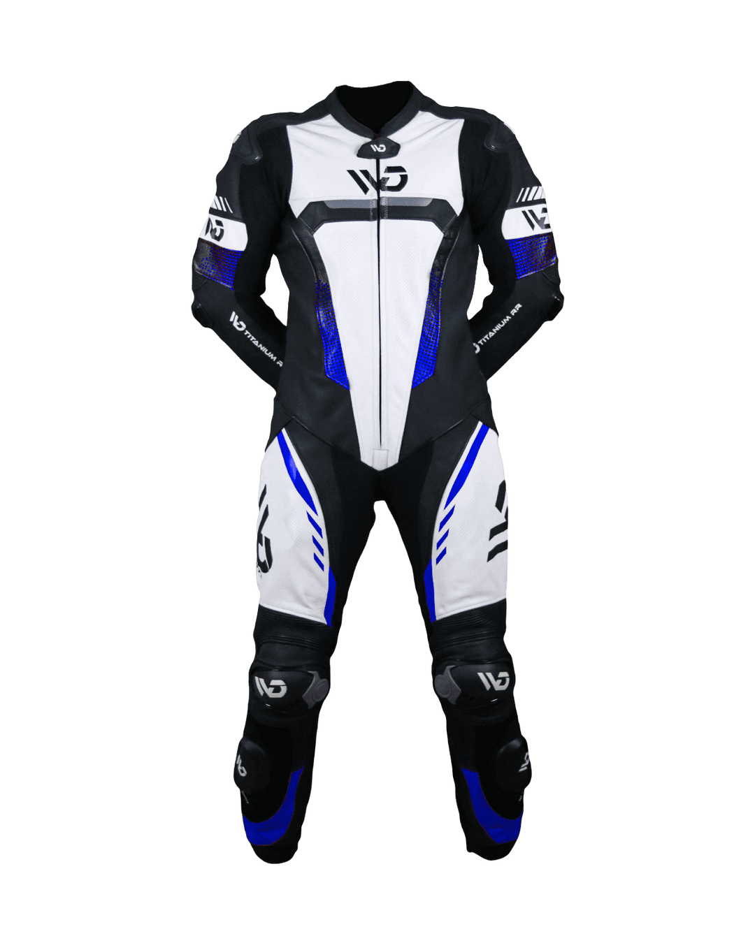 Titanium RR Motorcycle Suit - Front View Blue Colour