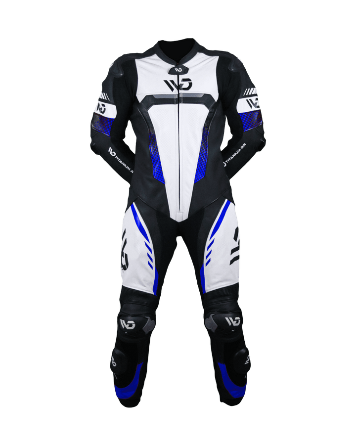 Titanium RR Motorcycle Suit - Front View Blue Colour