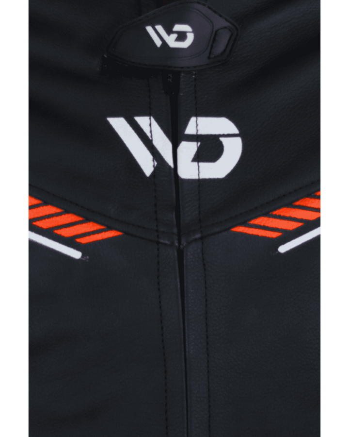 WD CARBON GP 2-PC - Red - Motorcycle Leather Suit - Front Logo View