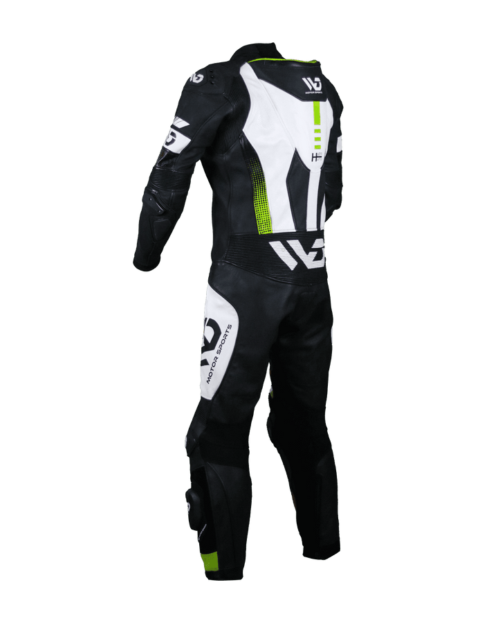 Titanium RR Motorcycle Suit - Back Side View Neon Yellow colour