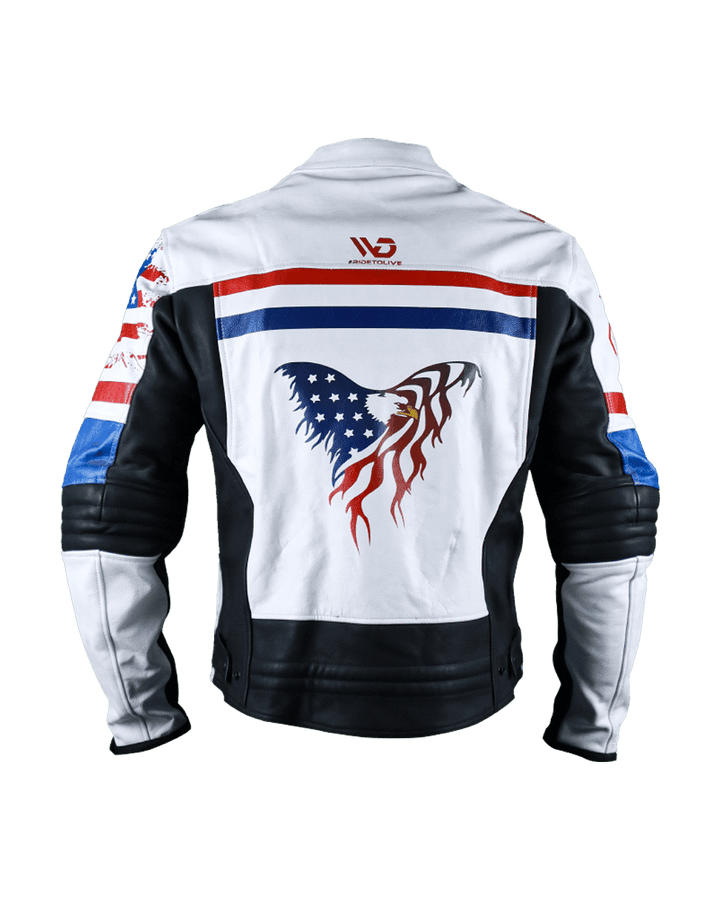 Autonomy Leather Motorcycle Jacket, Back Pose