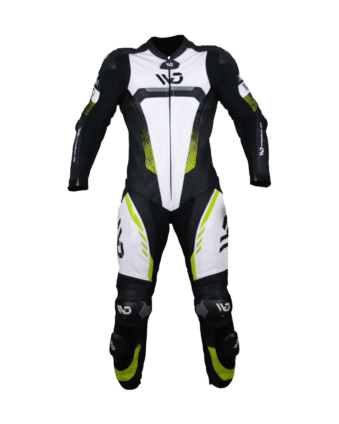 Titanium RR Motorcycle Suit - Front View Neon Yellow Colour (2)