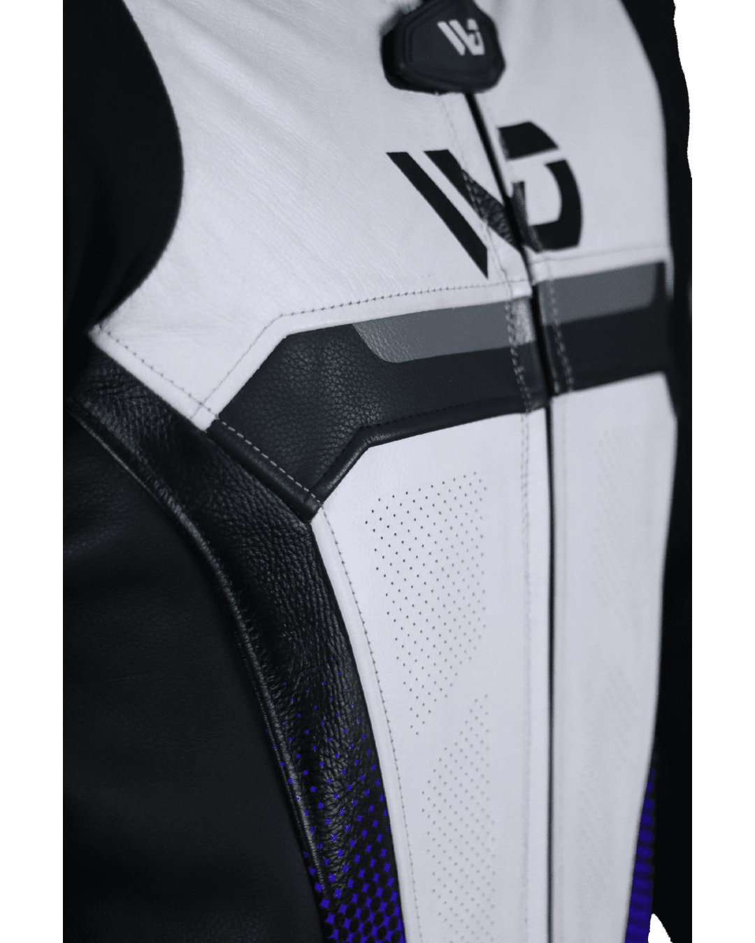 Titanium RR Motorcycle Suit - Front Chest View Blue Colour