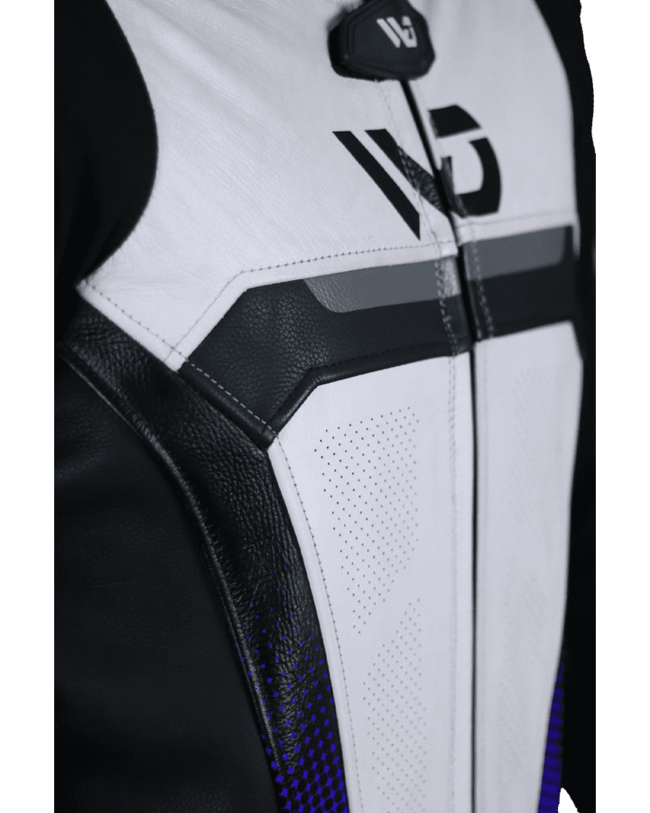 Titanium RR Motorcycle Suit - Front Chest View Blue Colour