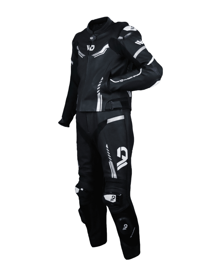 WD CARBON GP 2-PC - Grey- Motorcycle Leather Suit - Side View
