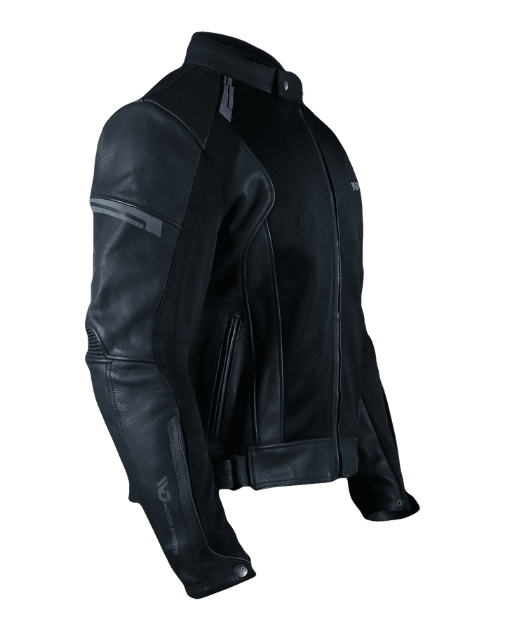 Aston Leather Motorcycle Jacket - Side Arm View