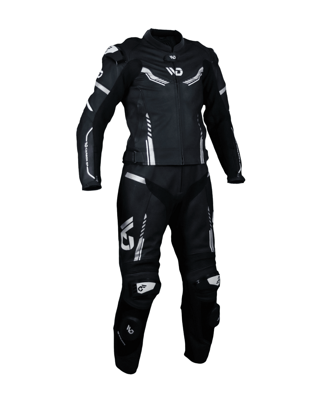 WD CARBON GP 2-PC - Grey - Motorcycle Leather Suit - Front View