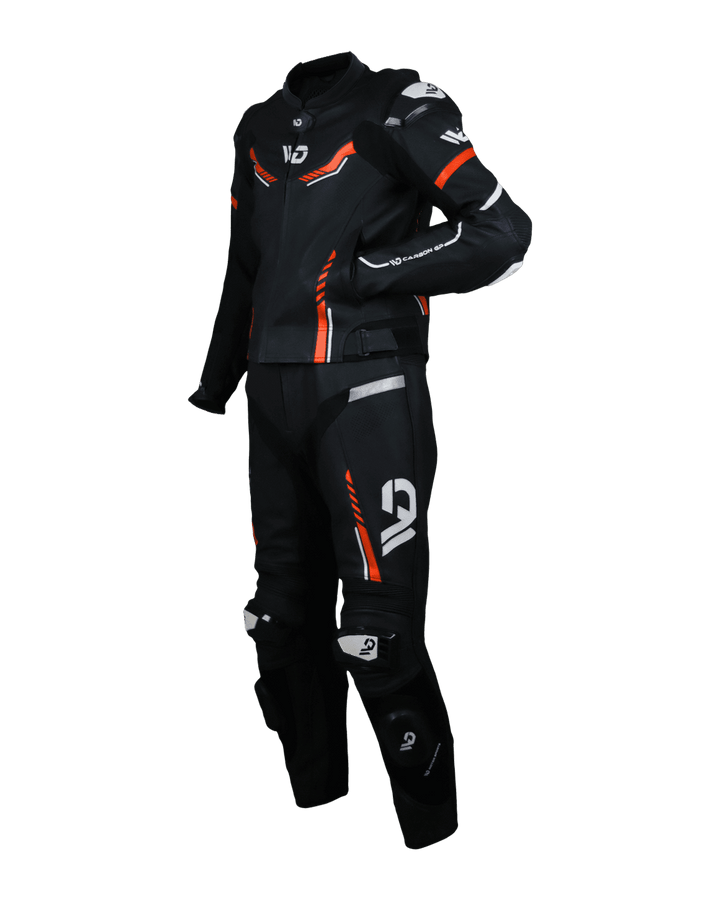 WD CARBON GP 2-PC - Red - Motorcycle Leather Suit - Side View