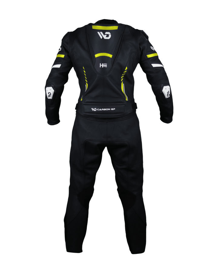 WD CARBON GP 2-PC - Yellow- Motorcycle Leather Suit - Back View