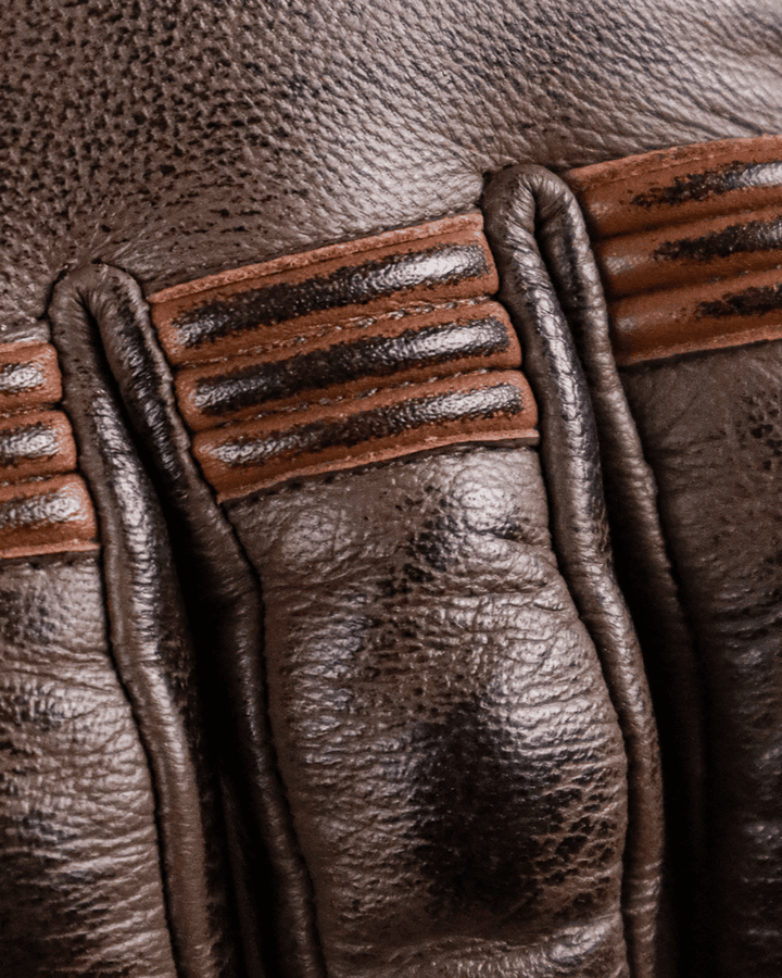 WD Blunt Leather Motorcycle Gloves - Fingers Close View